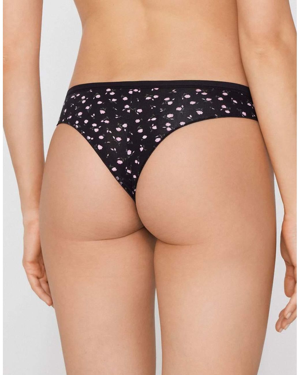 Tezenis Black Printed Cotton Brazilian Briefs