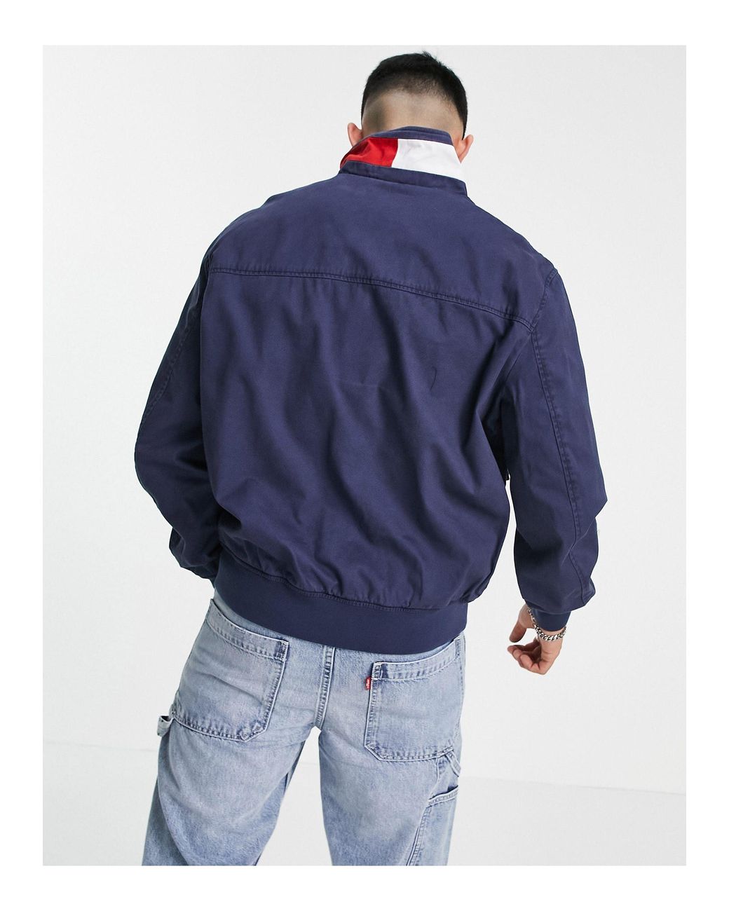 Tommy Hilfiger Flag Collar Cotton Bomber Jacket in Navy (Blue) for Men |  Lyst UK
