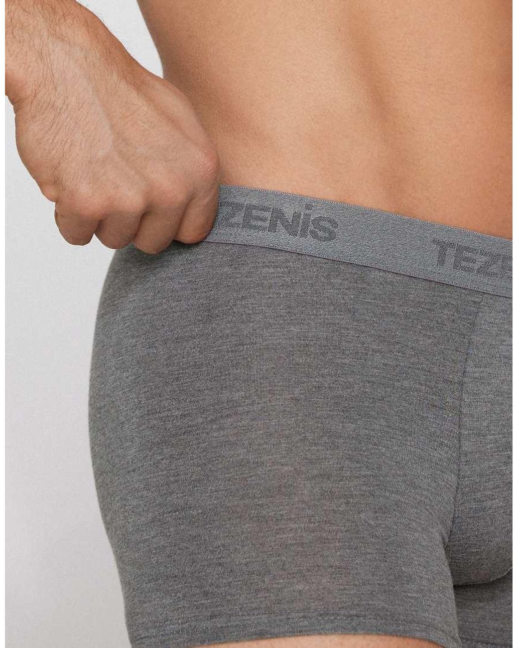Tezenis Gray Stretch Viscose Boxers With Logo Elastic for men
