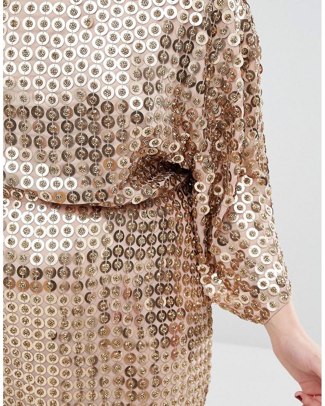 ASOS Red Carpet Gold Disc Sequin Dress in Metallic | Lyst UK