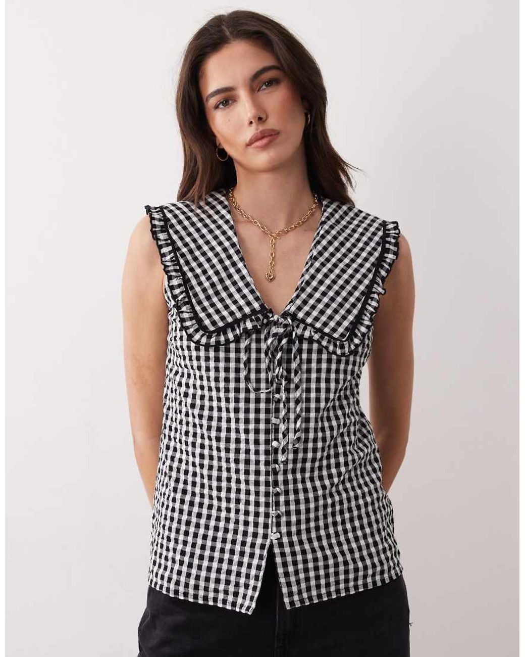 Nobody's Child Black Blair Blouse With Ruffle Trim Collar