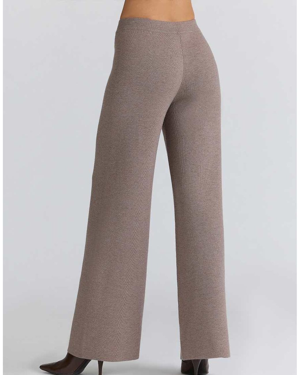 House Of Cb Brown Avery Taupe Wool Wide Leg Trousers