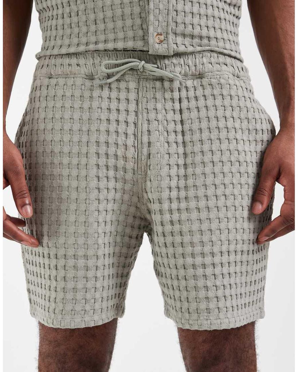 ASOS Green Premium Co-Ord Textured Shorts for men