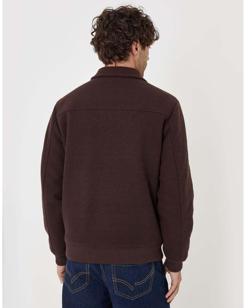 Threadbare Green Faux Wool Collared Lightweight Jacket for men