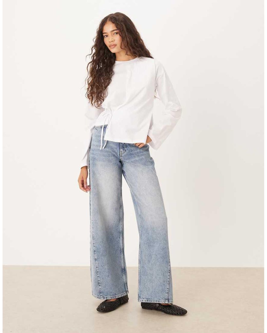 ASOS White Wrap Detail Long Sleeve Top