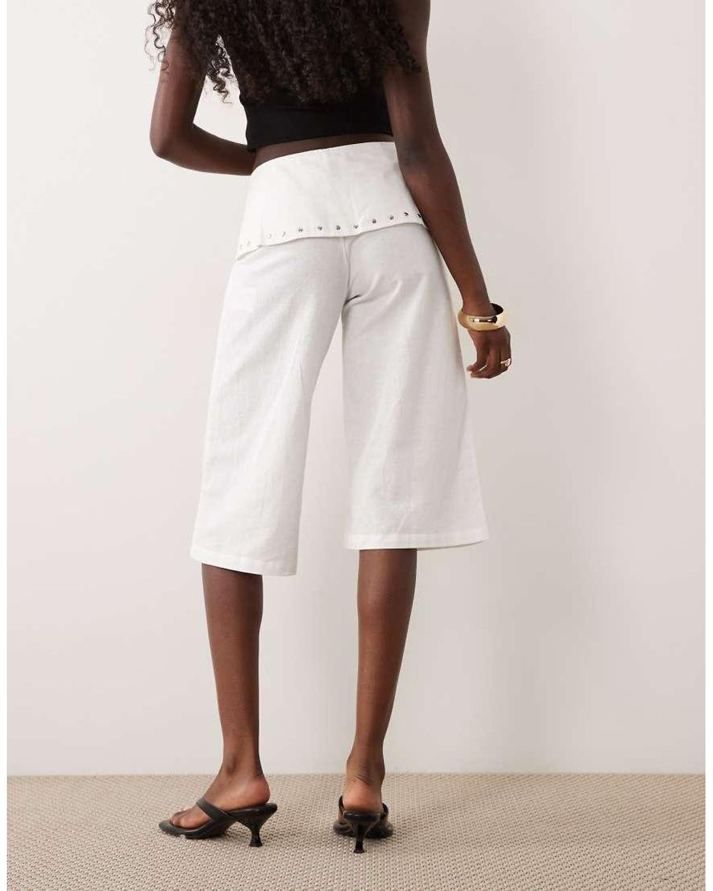 Motel Pink Oren Stud Waist Capri Trouser