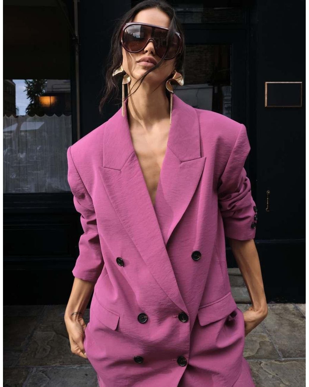 ASOS Pink Tailored Double Breasted Soft Suit Blazer