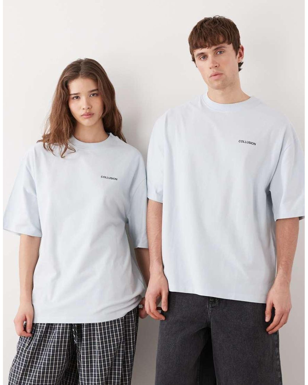 Collusion White Unisex Oversized T-shirt With Back Graphic