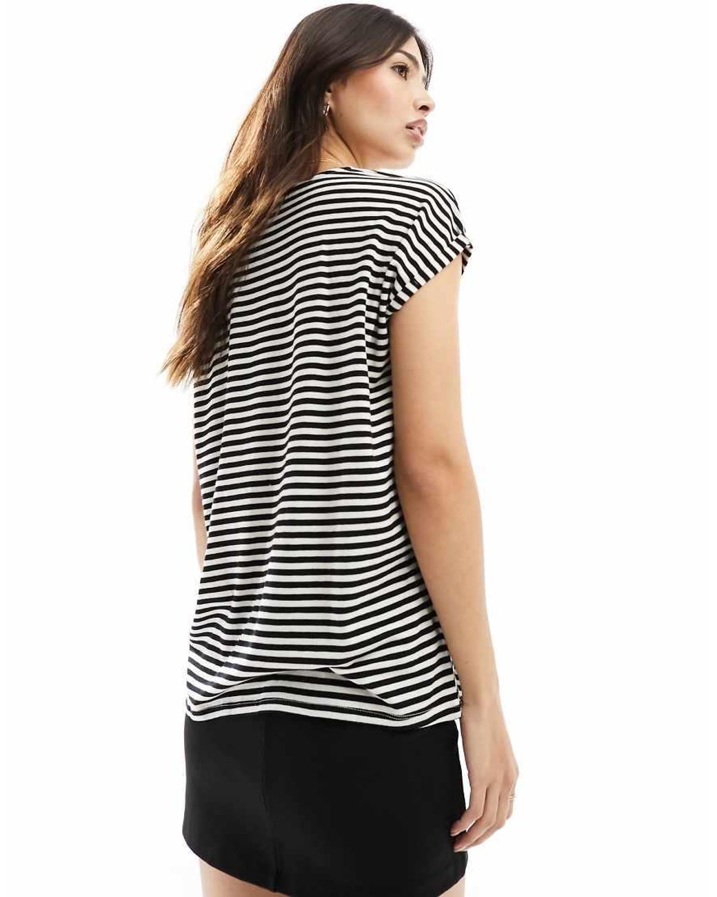 Vero Moda Brown Oversized Stripe T-shirt