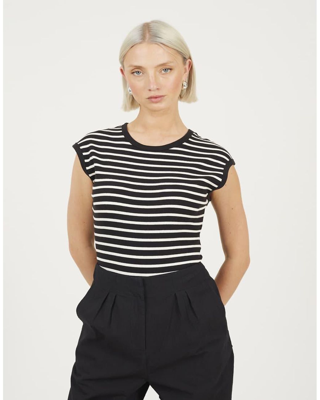 Brave Soul Black Short Sleeve Striped Bodysuit