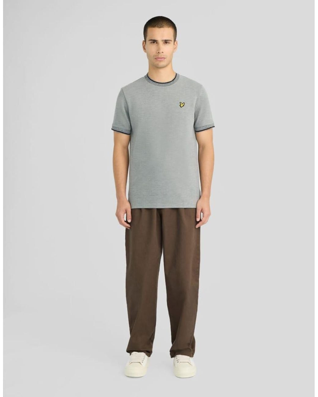 Lyle & Scott Gray Ls T-Shirt Static Marl Interlock T-Shirt for men