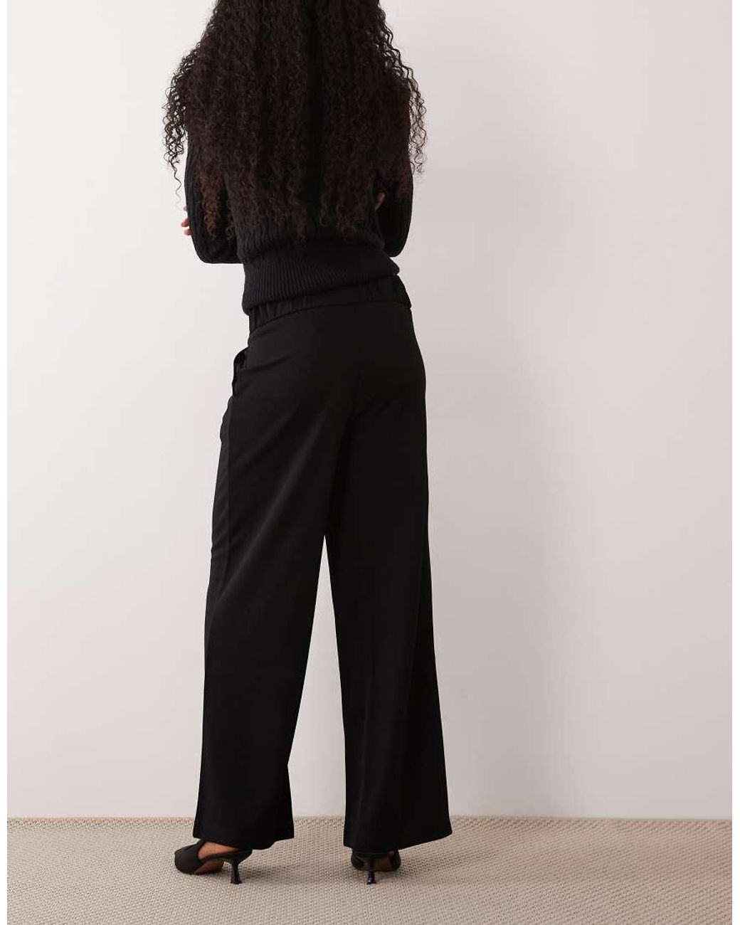 Jdy Black Button Detail Wide Leg Dad Trousers