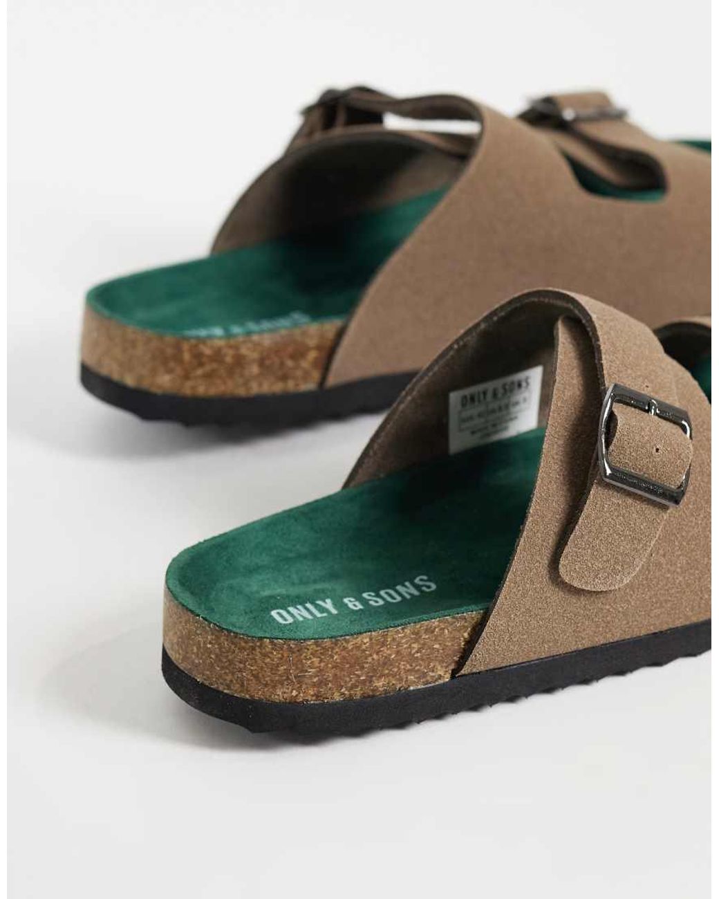 Only & Sons Green Faux Suede Mule Sandals for men