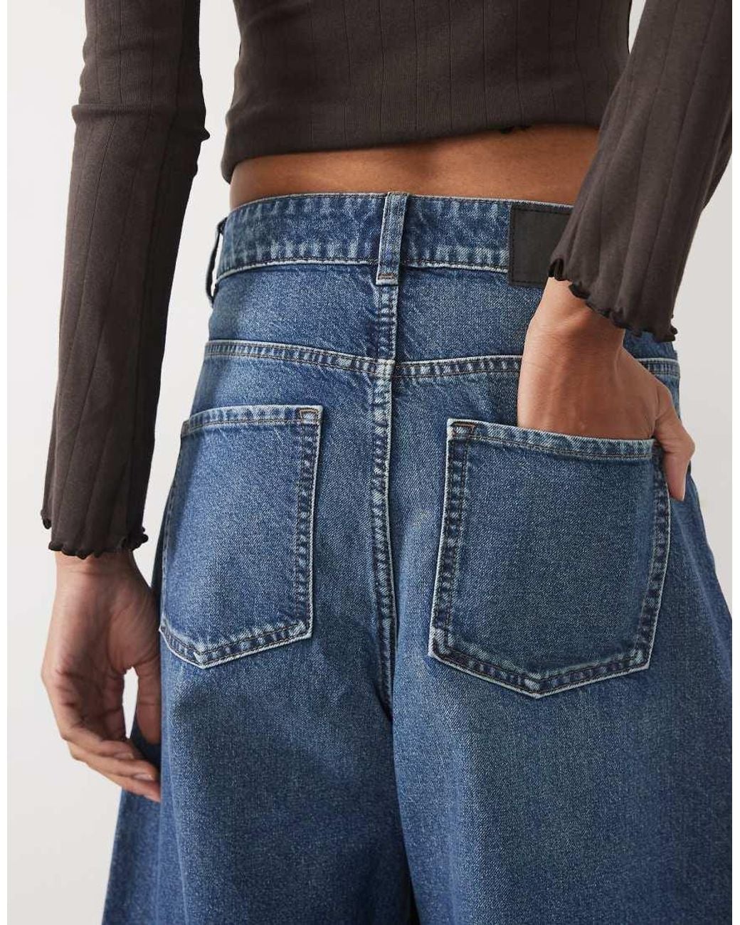 ASOS Blue Asos Design Tall High Waisted Barrel Leg Jeans