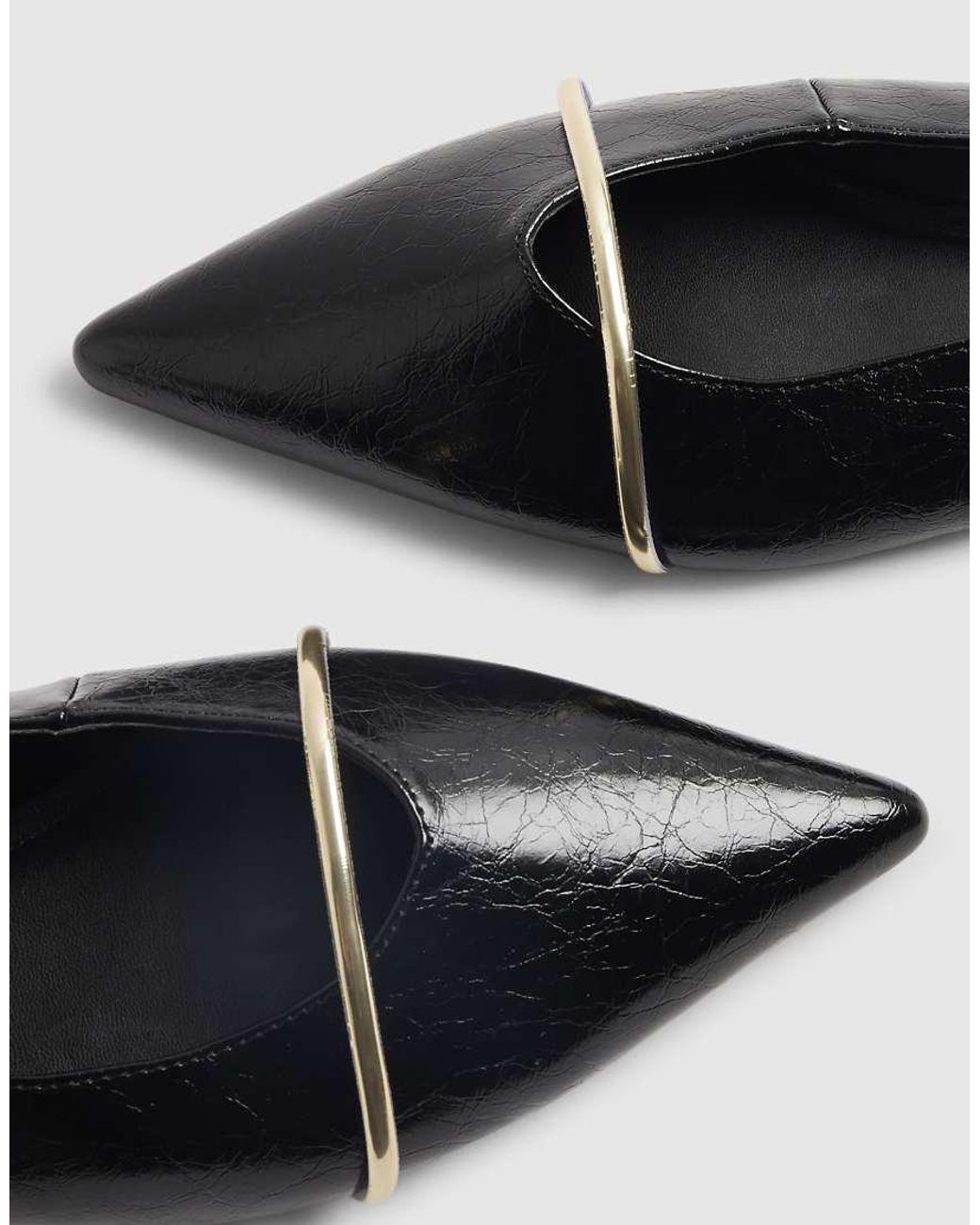 River Island White Metal Band Point Toe Flats