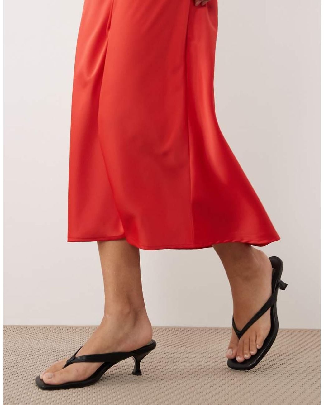 Y.A.S Red Satin Midi Skirt