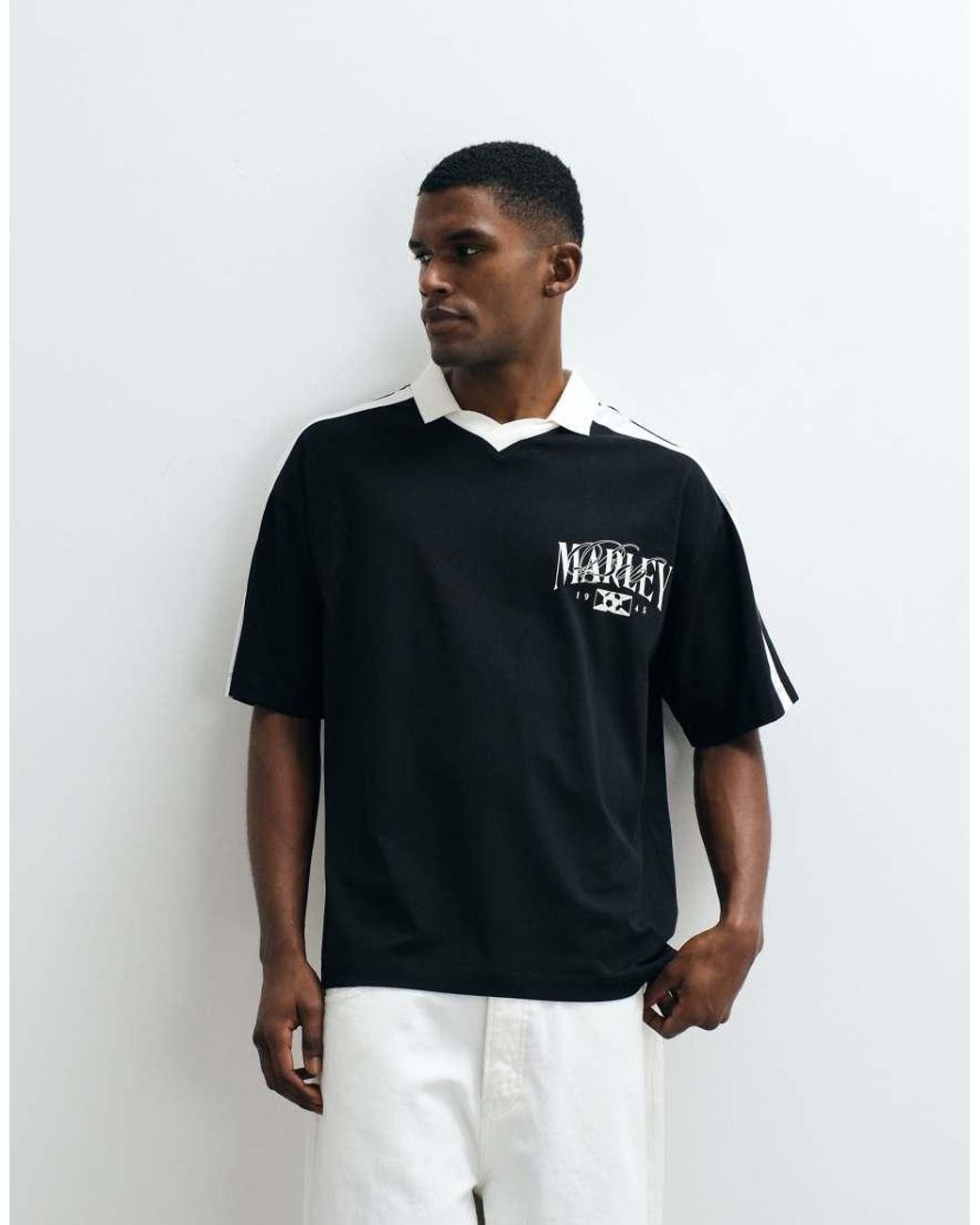 ASOS White Oversized Polo With Bob Marley Print for men
