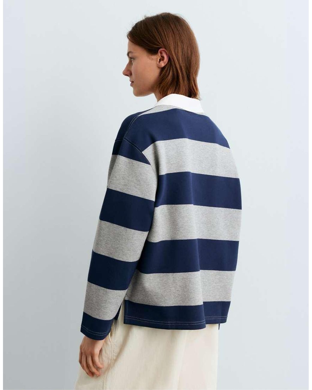 Oysho Blue Jacquard Piqué Polo Shirt