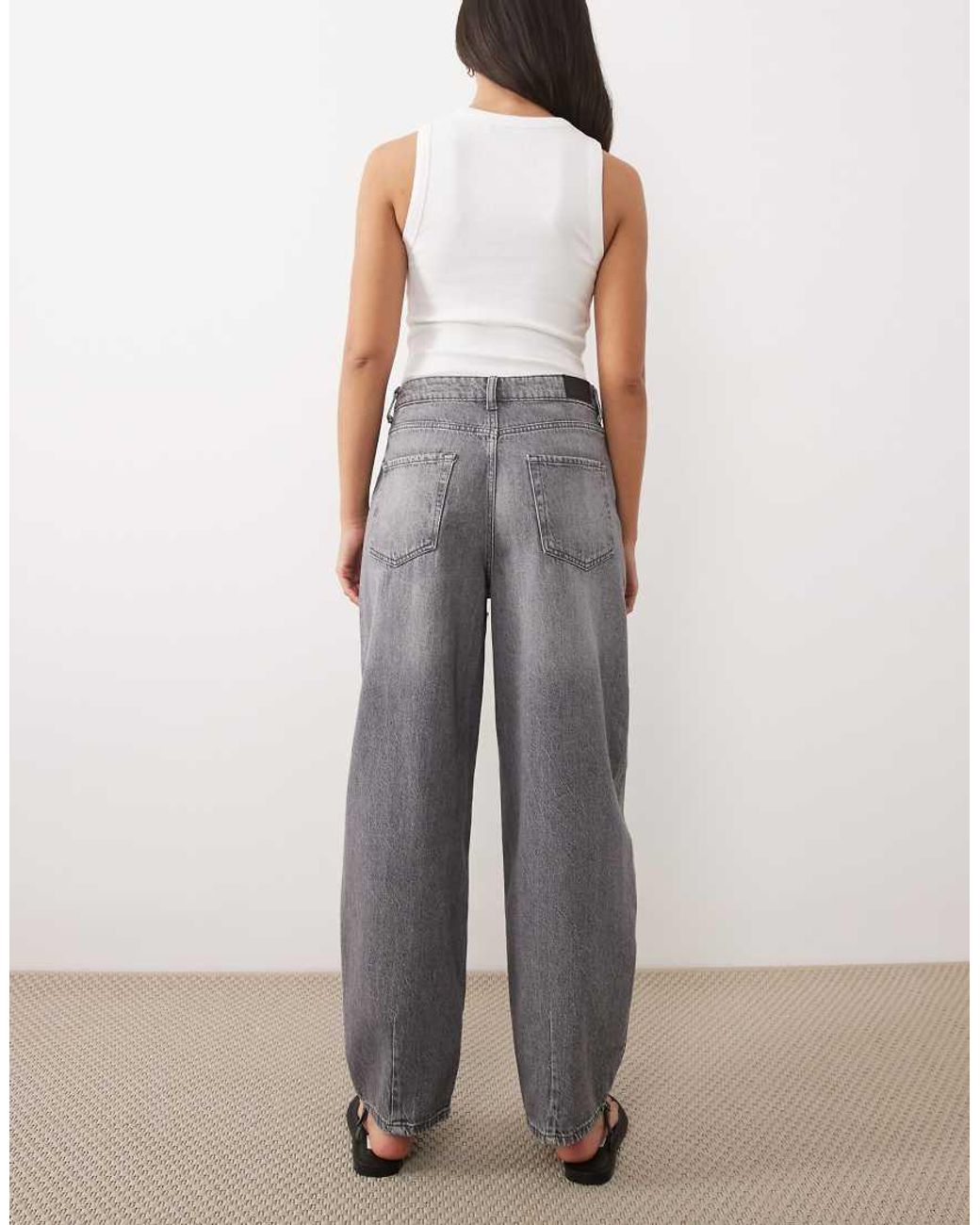 Jdy Gray Susie Mid Waist Barrel Jeans