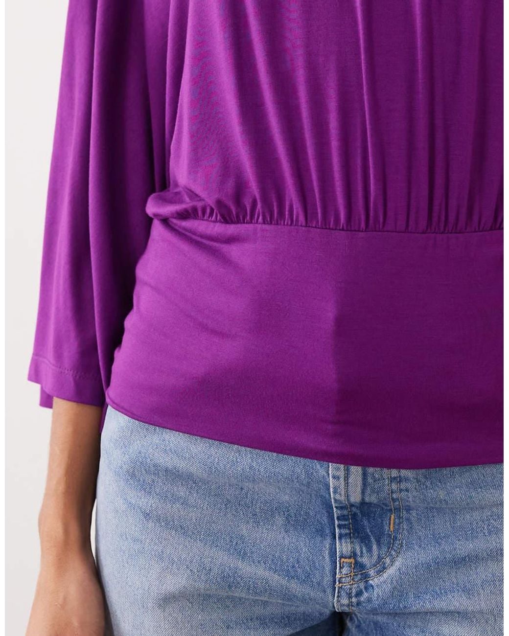 ASOS Purple Batwing Sleeve Cinched Waist Top