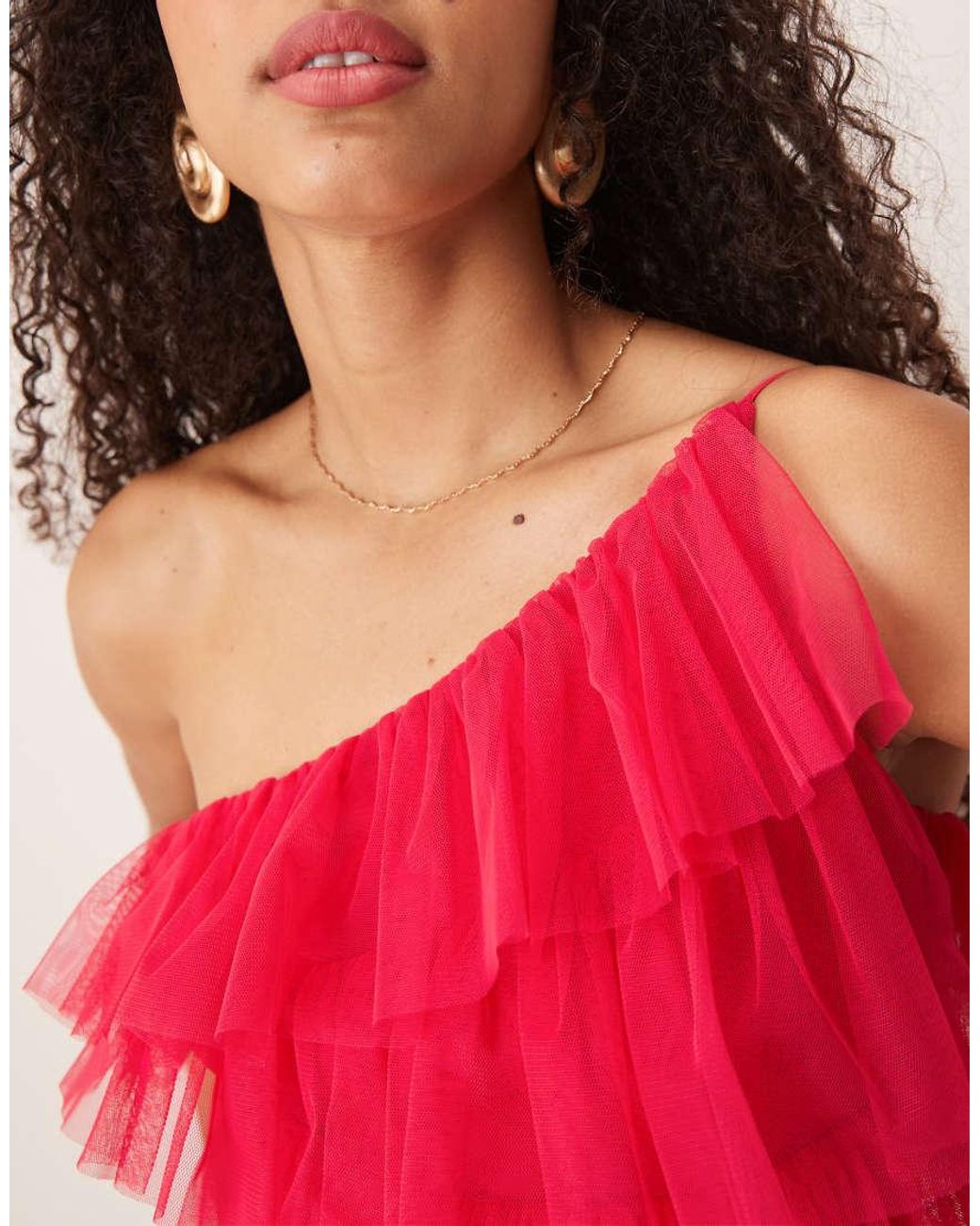 ANAYA One Shoulder Tiered Ruffle Maxi Dress