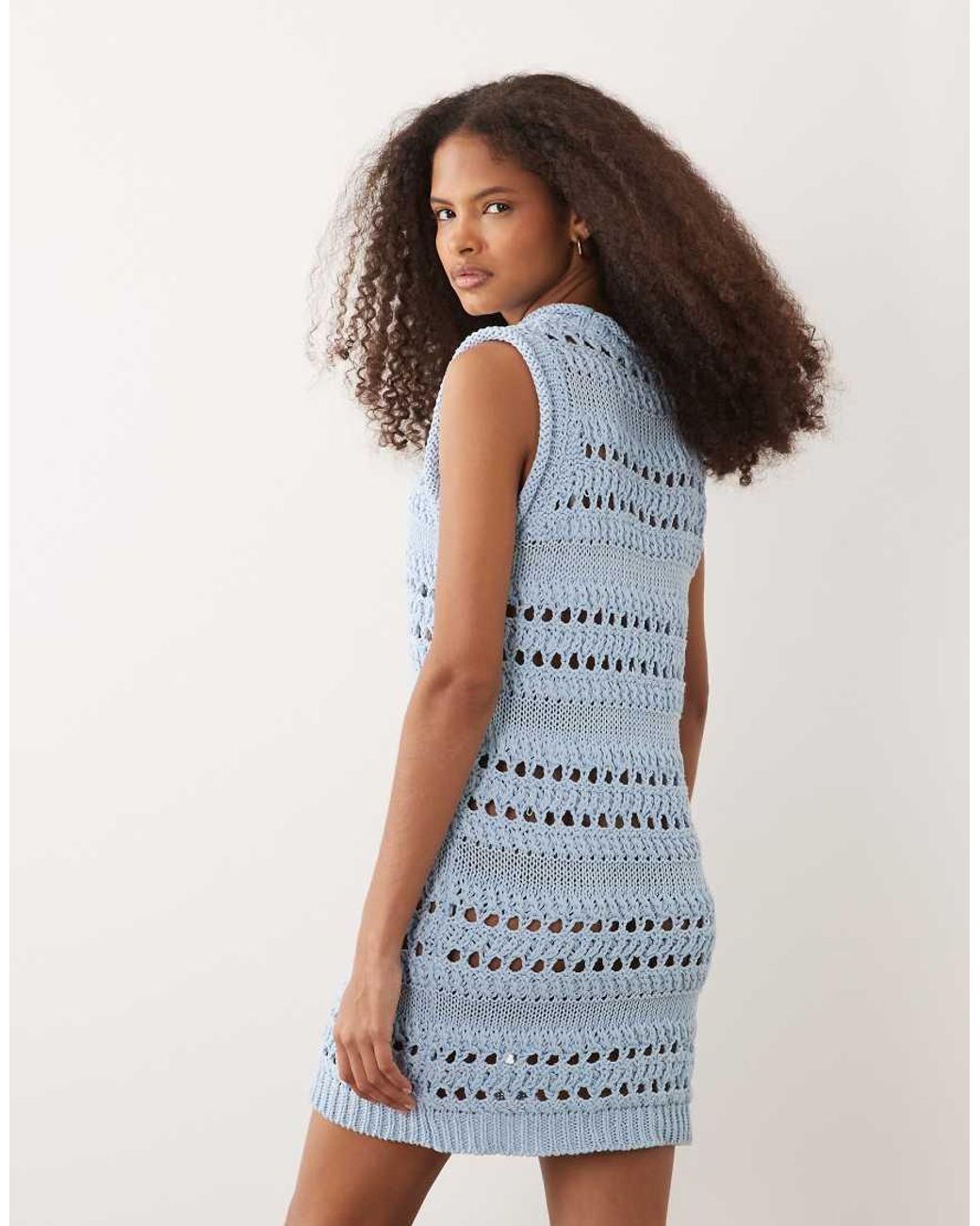 ASOS Blue Crochet Knit Summer Dress