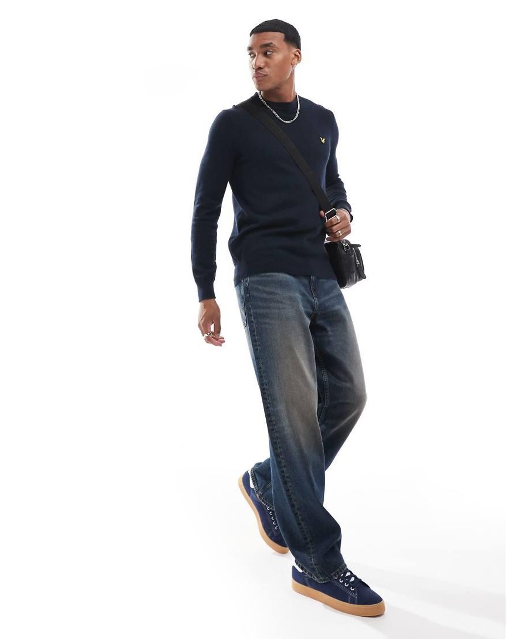 Lyle & Scott Blue Merino Jumper for men