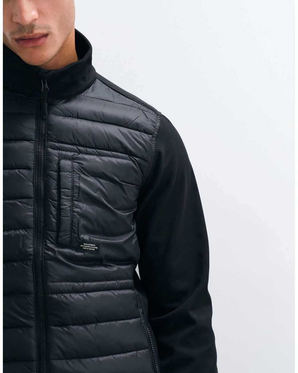 Blend Blue Contrast Sleeve Padded Jacket for men