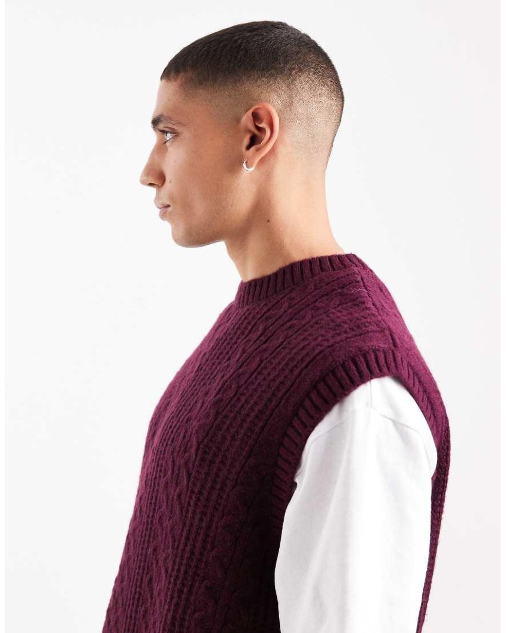 Chaleco Holgado De Punto De Ochos De -Rojo ASOS de hombre de color Purple