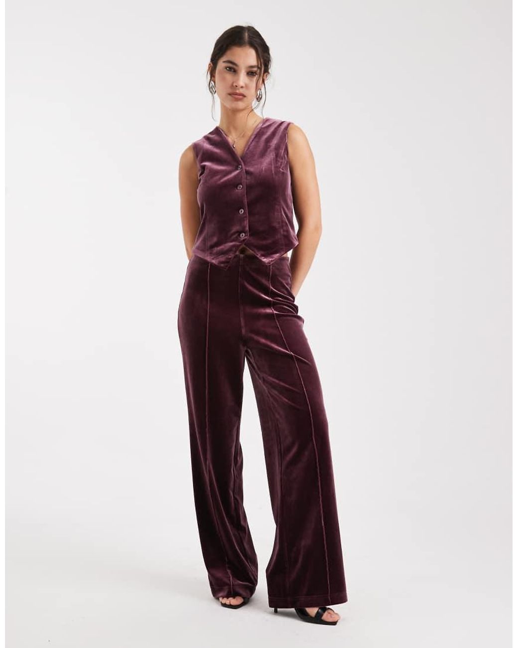 Vero Moda Red Velvet Waistcoat