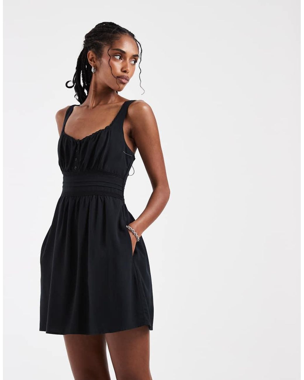 Hollister Scoop Neck A Line Mini Dress in Black