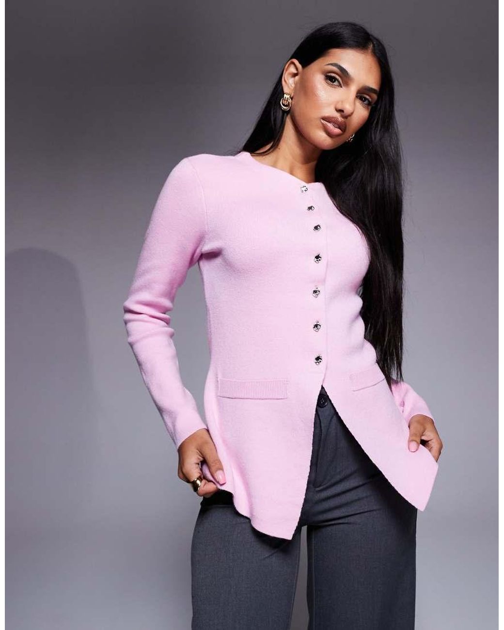 River Island Pink Knitted Longline Cardigan