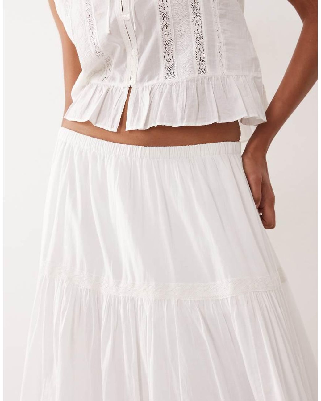 Abercrombie & Fitch Natural Boho Tiered Maxi Skirt