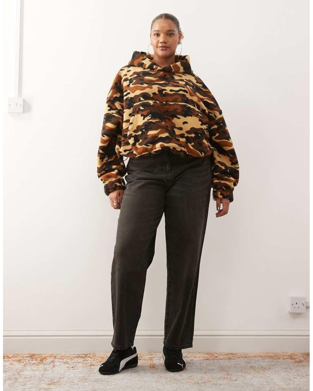 Collusion Brown Plus Camo Borg Hoodie