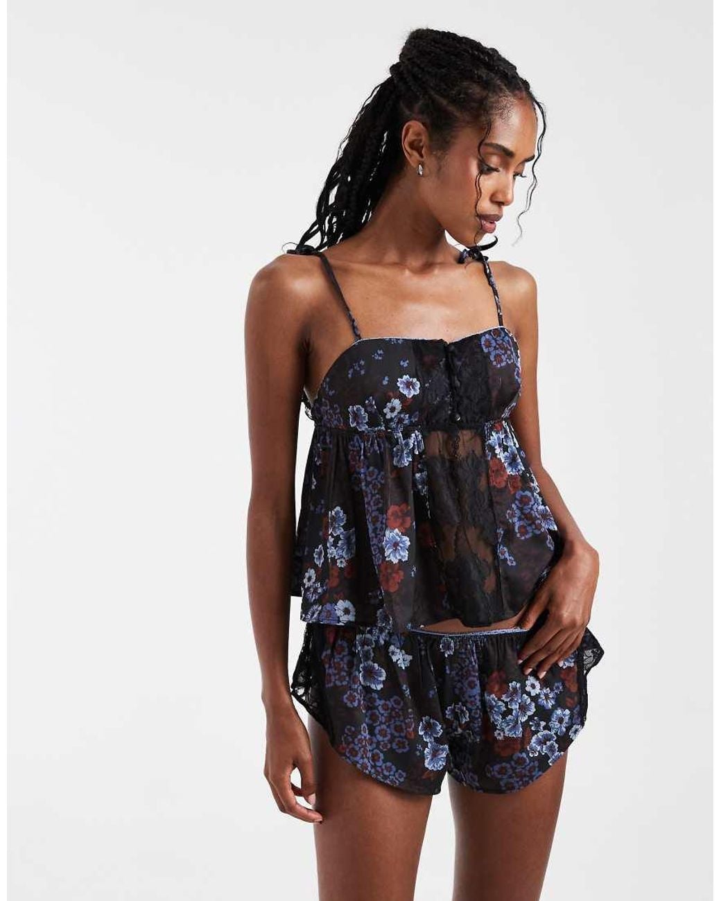Free People Black 'up At Dawn' Sleep Set
