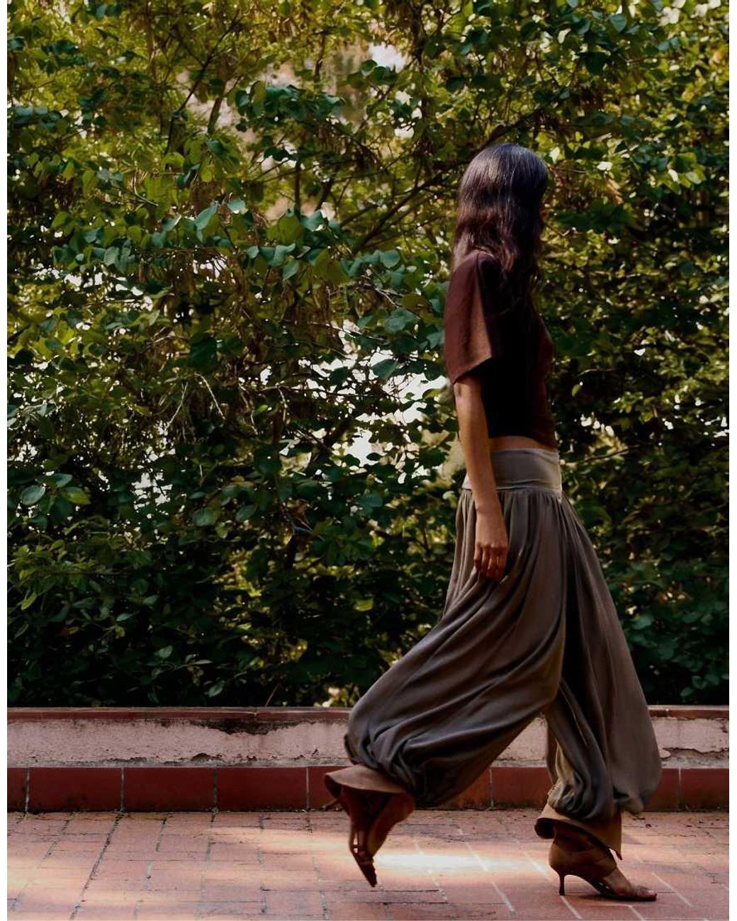 Bershka Green Sarouel Trousers