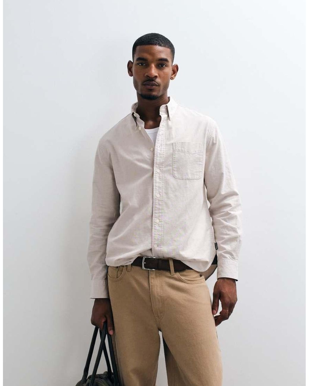 Barbour Natural Authentic Oxford Long Sleeve Shirt for men