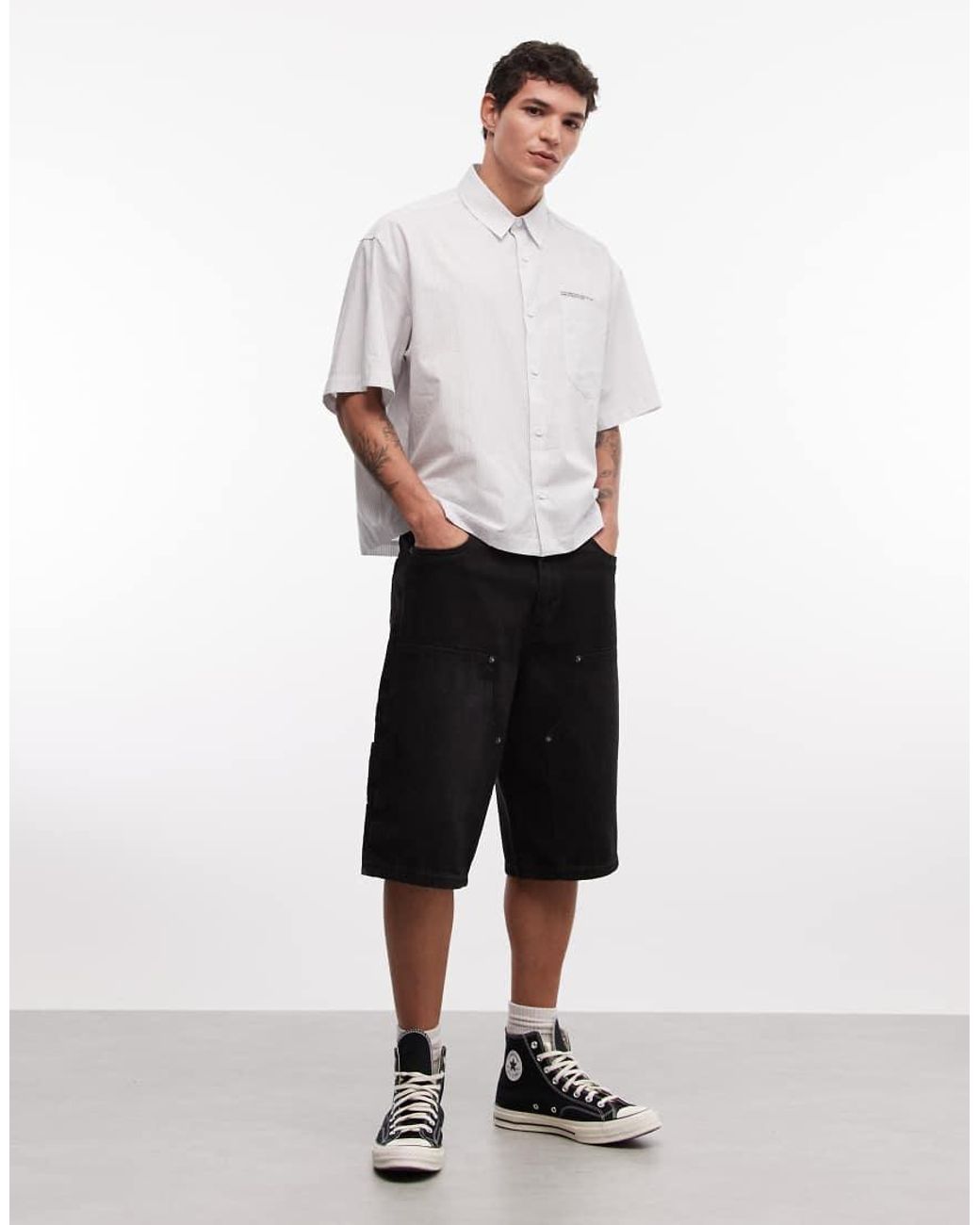 ASOS White Oversized Boxy Stripe Shirt With Kyoto Bubble Print for men