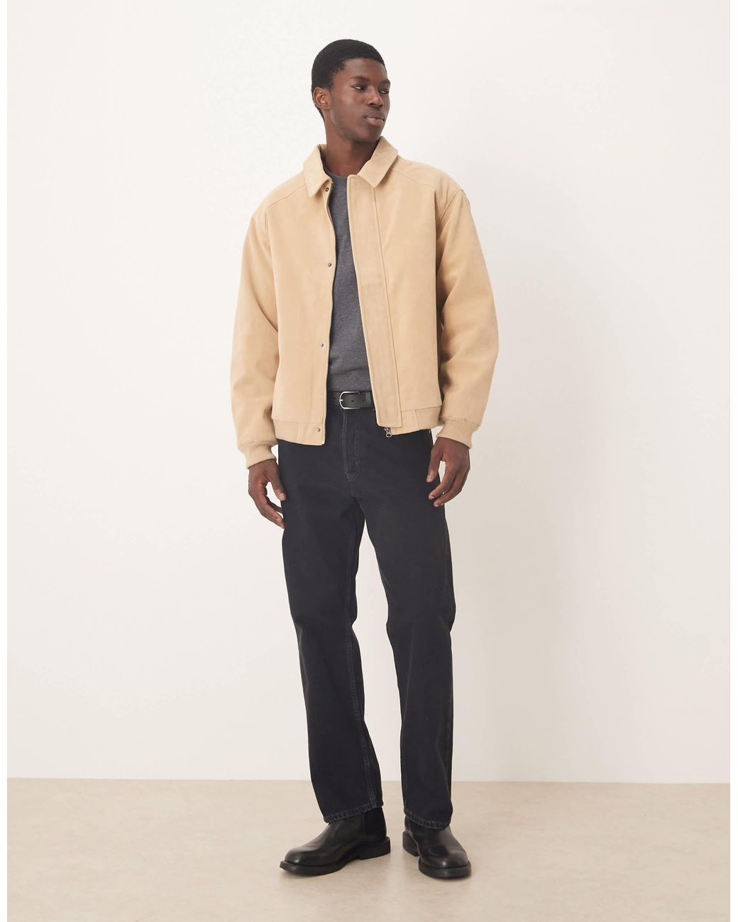 ASOS – bomberjacke aus wildlederimitat in Natural für Herren