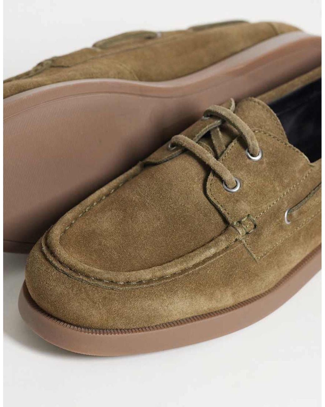 ASOS Brown Lace Up Boat Shoe With Gum Sole for men