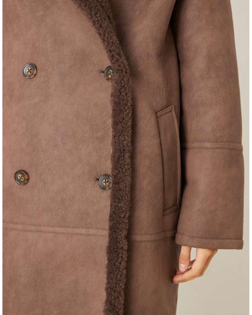 ASOS Natural Longline Bonded Borg Jacket