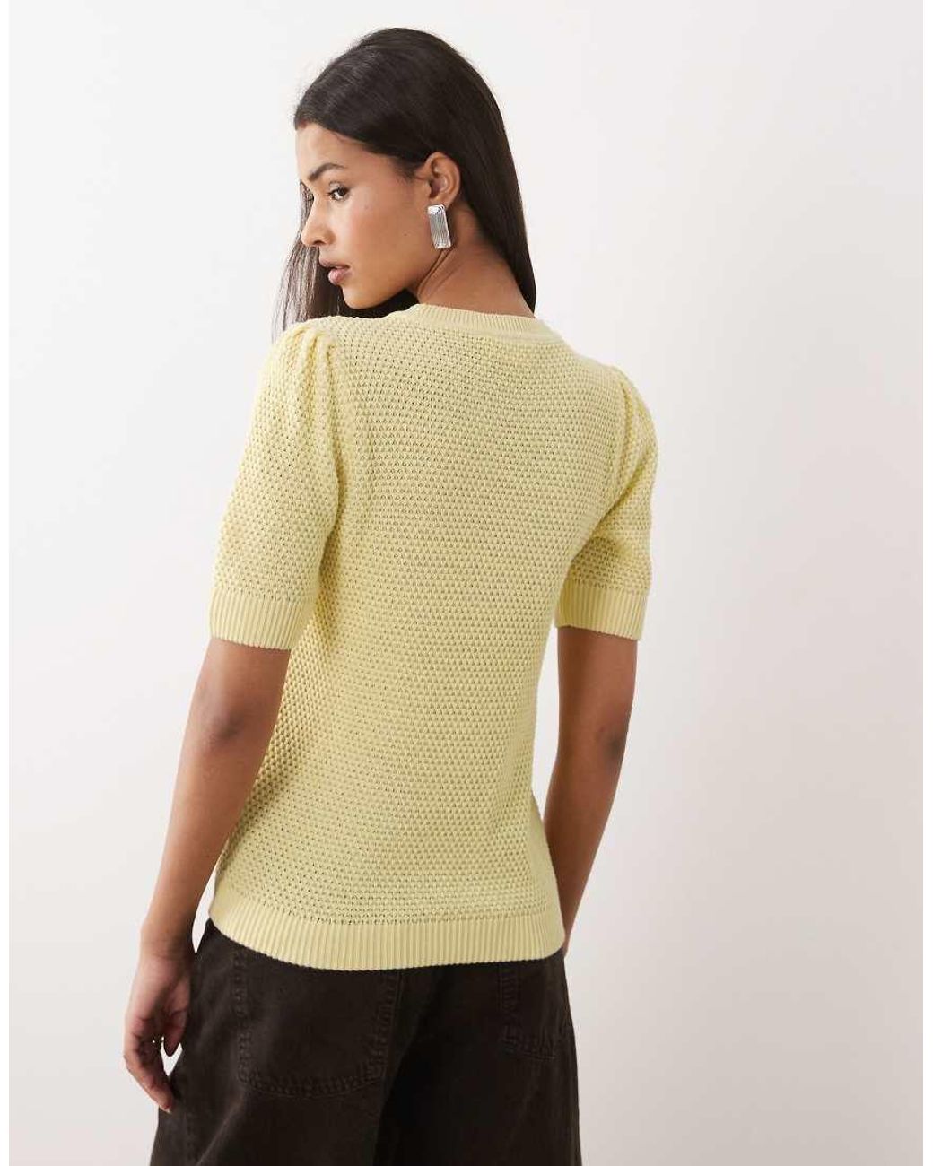 Vila Natural Textured Cotton Knit Top