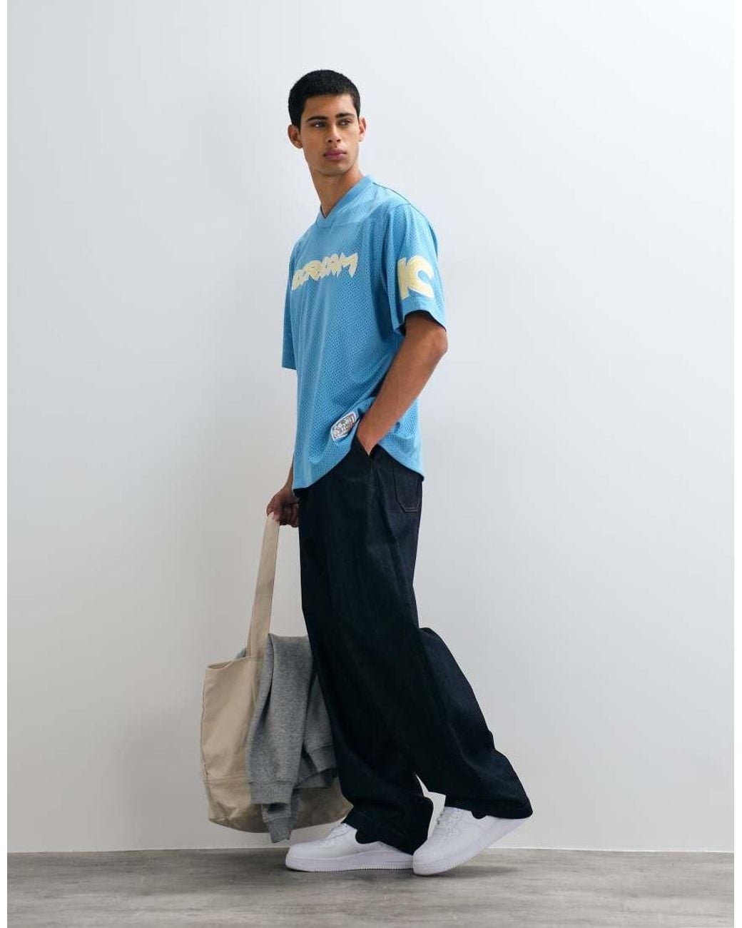 ICECREAM Blue Graphic Football Shirt for men