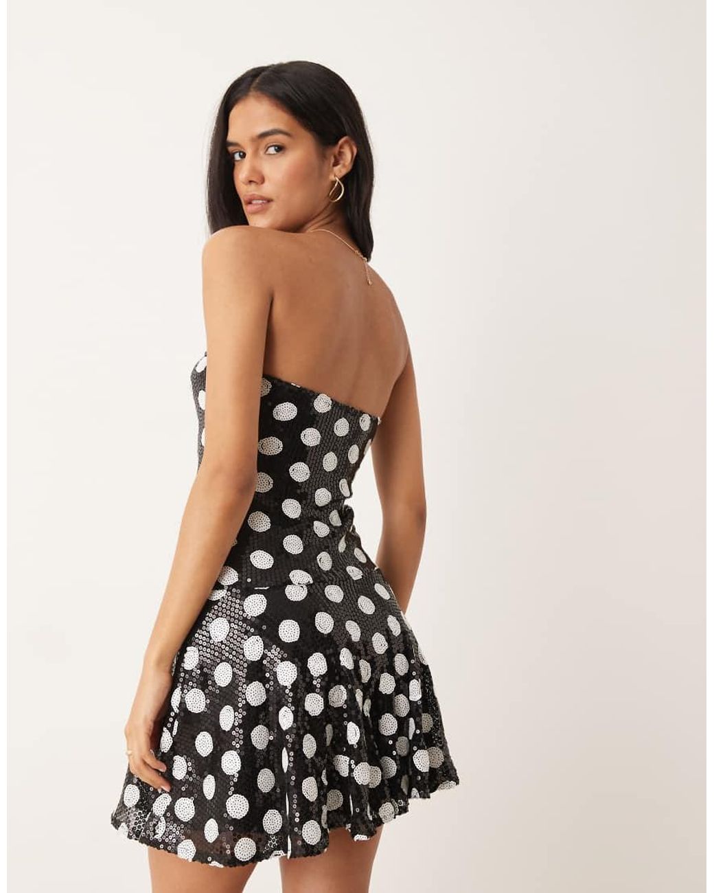Motel White Pipo Bandaeu Drop Waist Mini Dress