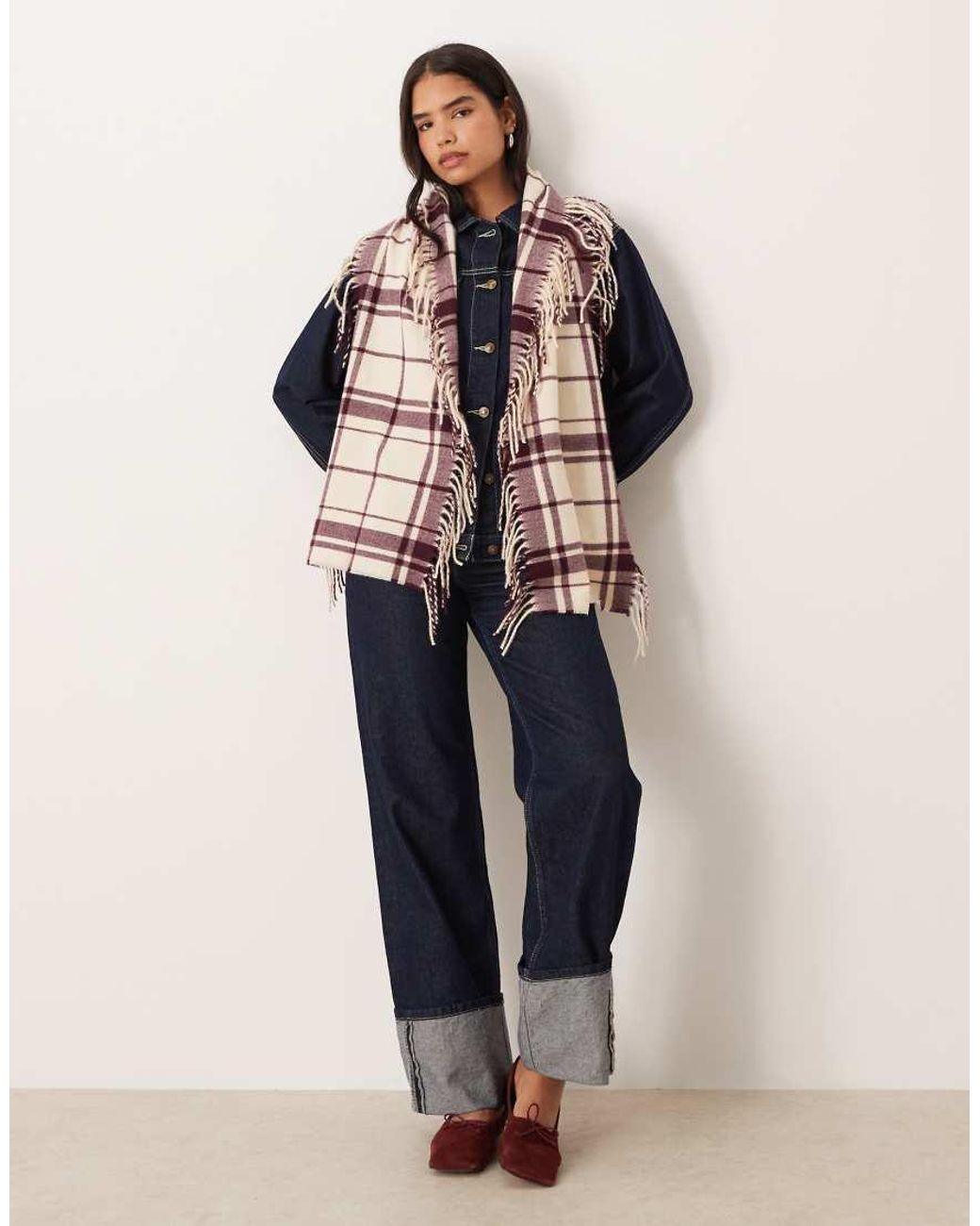 ASOS Blue Scarf With Side Fringing
