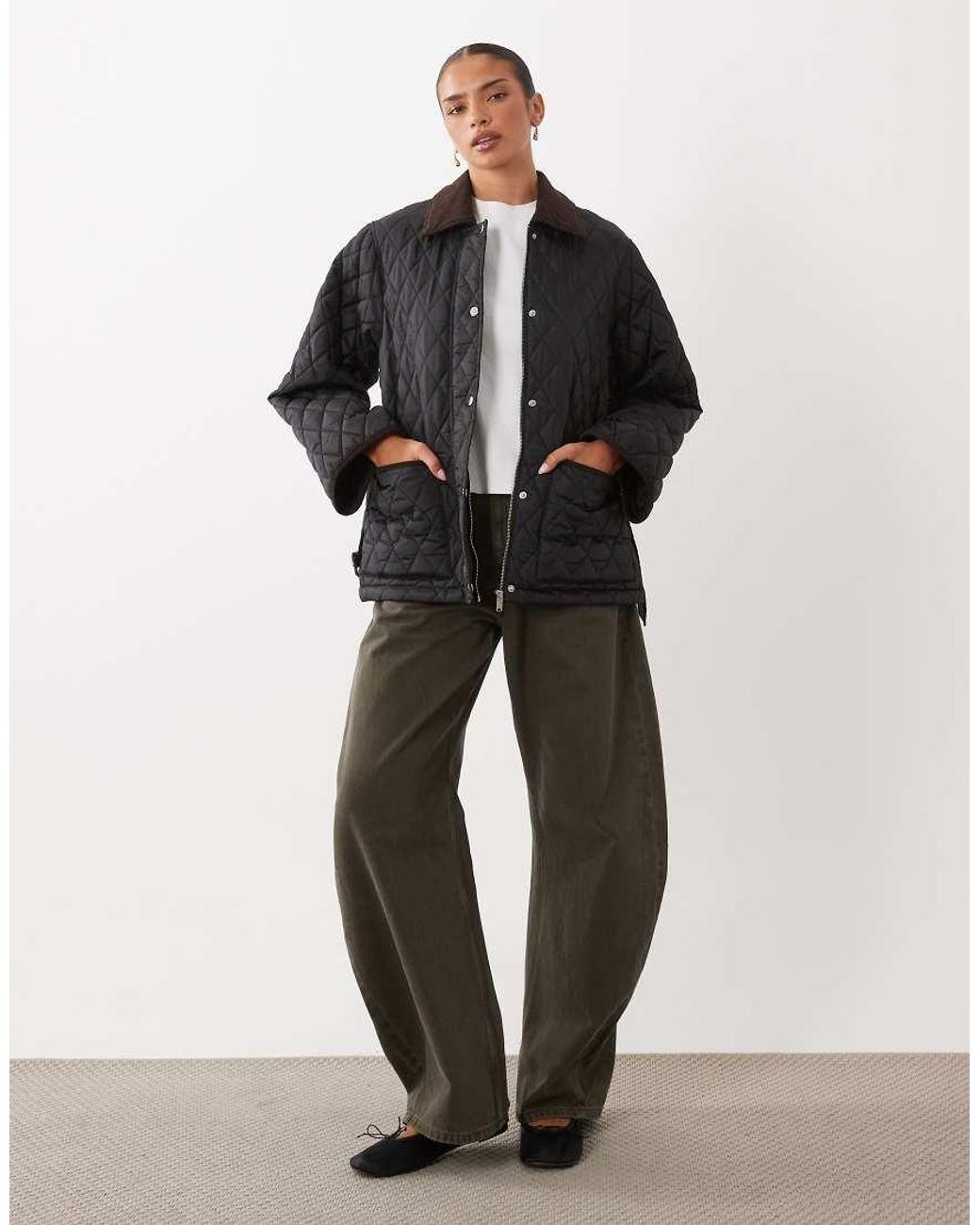 Gina Tricot Black Quilted Belted Jacket