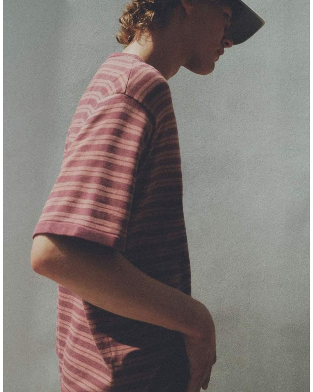 Pull&Bear Purple Striped Knit T-Shirt for men