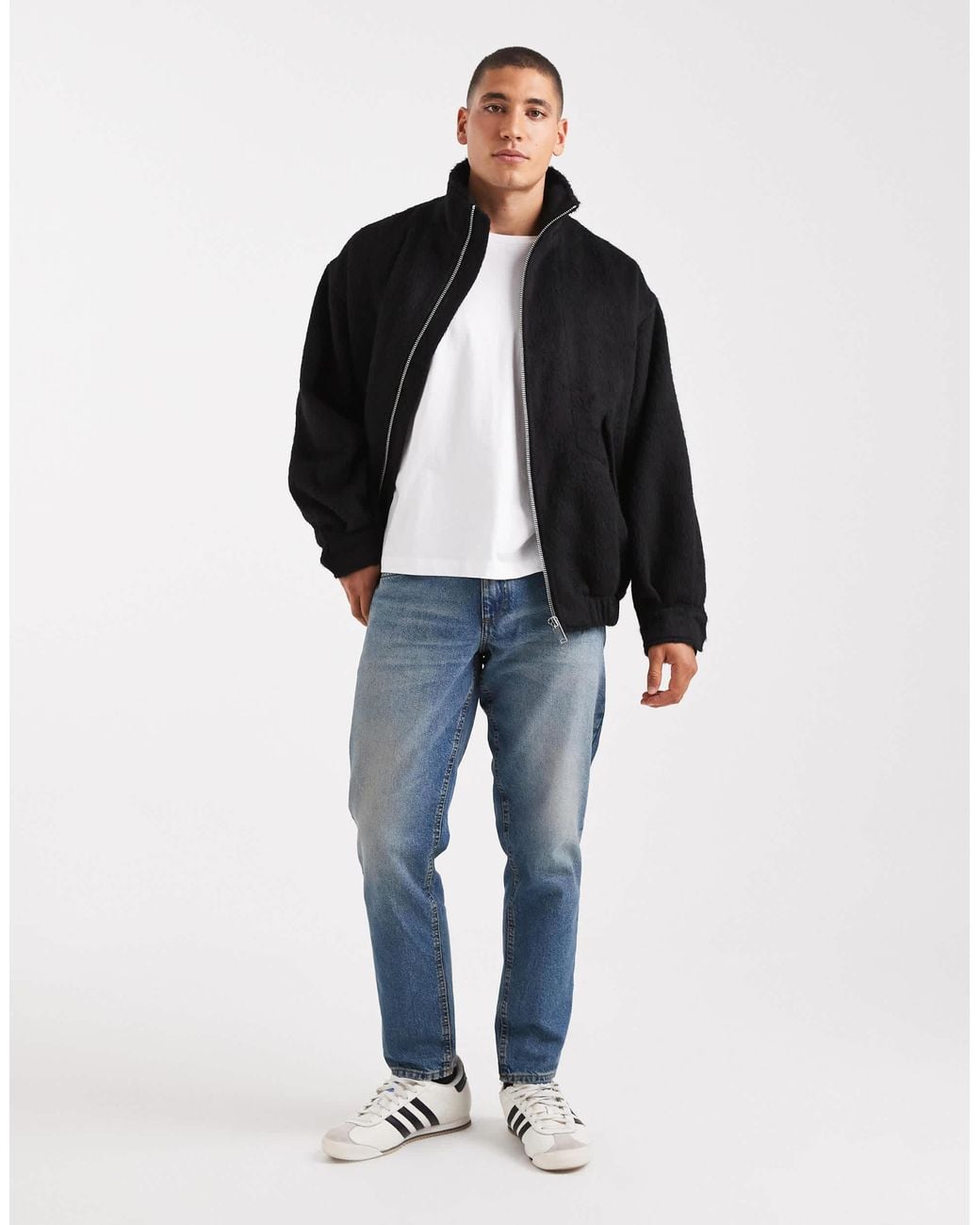 ASOS Black Wool Look Bomber for men
