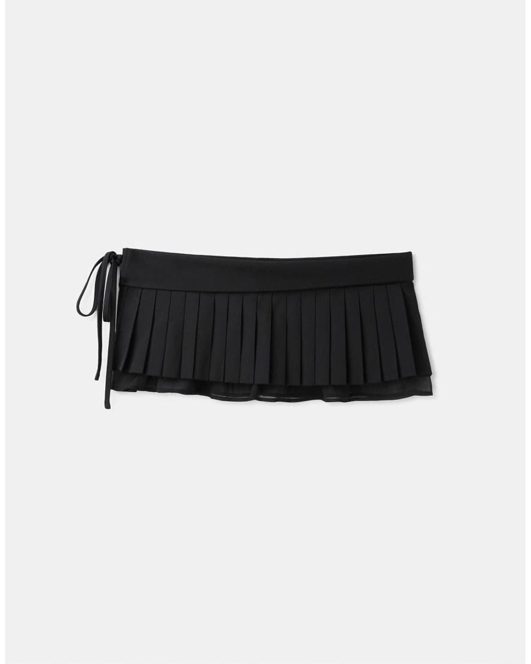 Stradivarius Black Pleated Skirt Belt