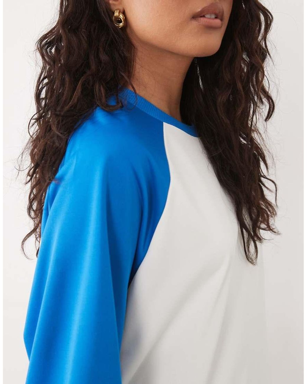 ASOS Blue Tricot Contrast Raglan Sleeve Mini T-shirt Dress